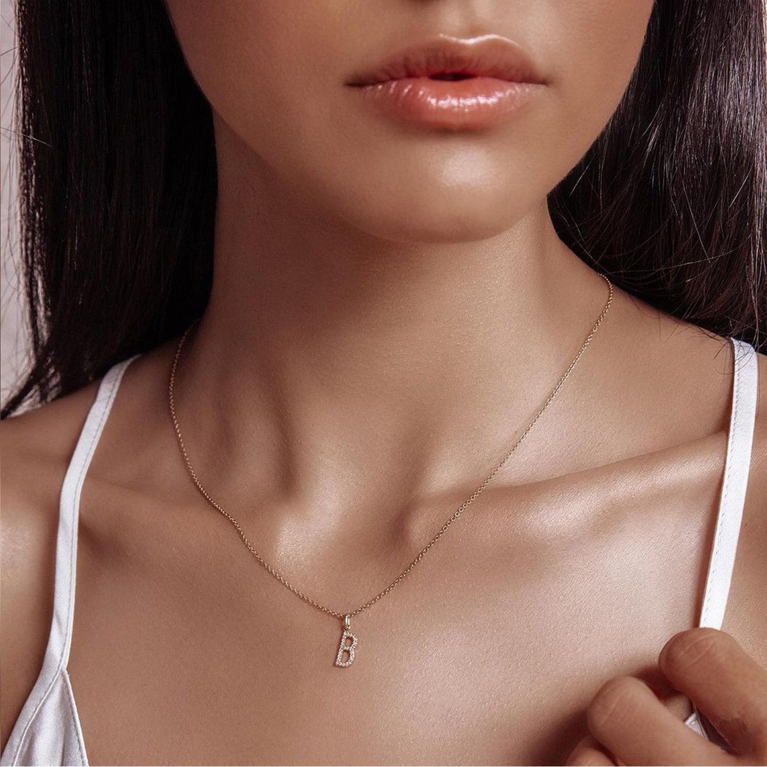 S925 Moissanite Diamond Letter Pendant