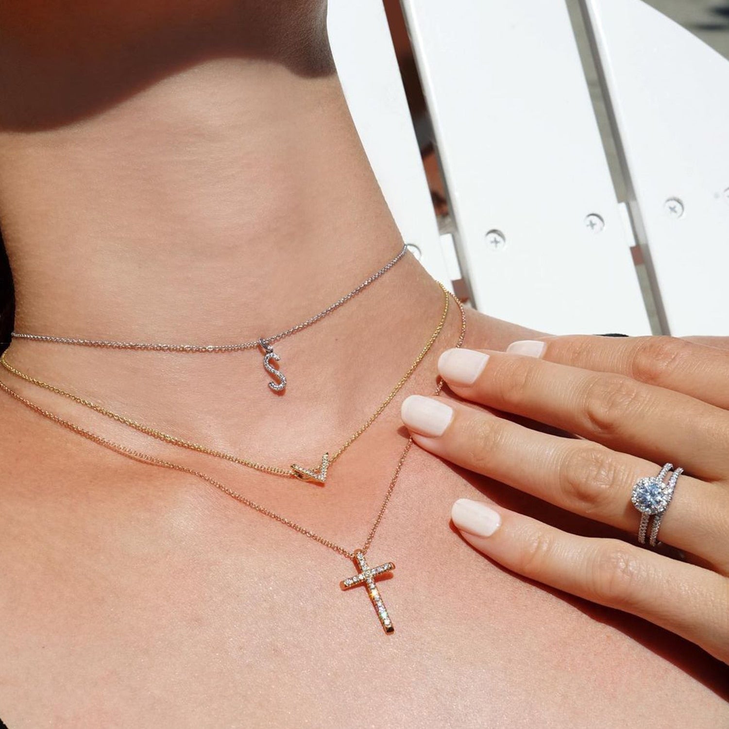 S925 Moissanite Diamond Letter Pendant