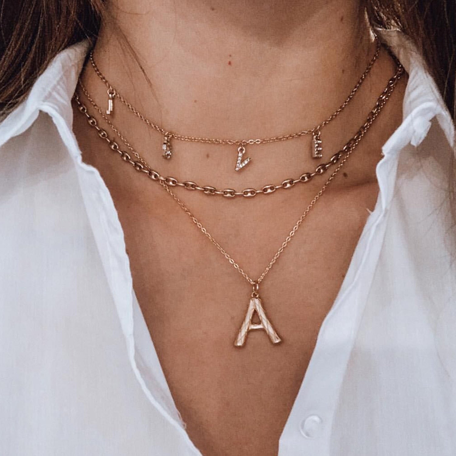 S925 Moissanite Diamond Letter Pendant