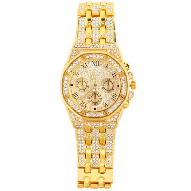 Iced Out Bling Women Men Watches With Bracelet