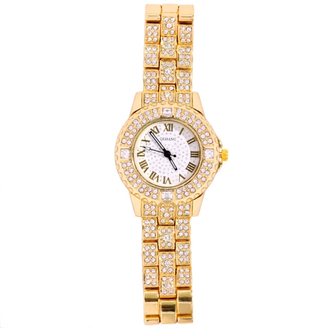 Iced Out Bling Women Men Watches With Bracelet
