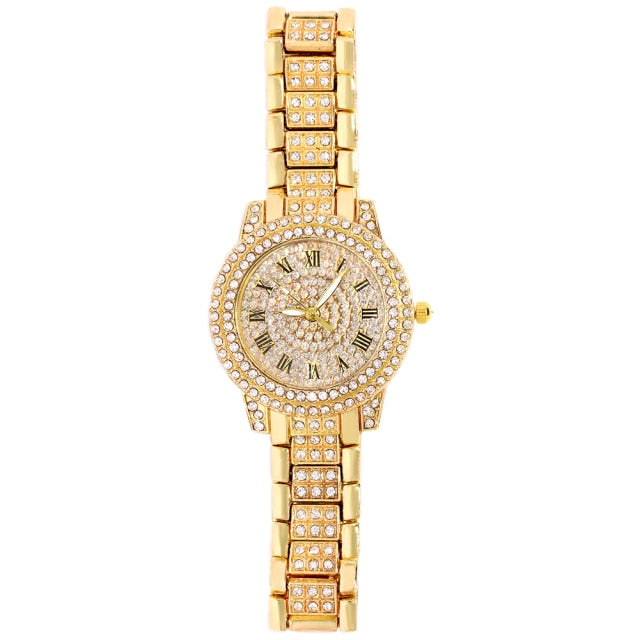 Iced Out Bling Women Men Watches With Bracelet