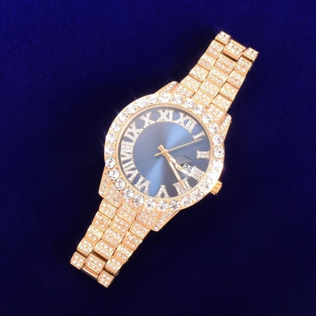 18K Gold Iced Out Watch
